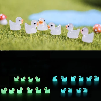 10Pcs Mini Luminosa Pato Micro Ornamentos de Fluorescência de Animais Plantas Suculentas em Vasos de Decoração Micro Paisagem Acessórios