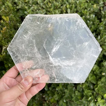 1260g natural áspero de cristal de quartzo, lajes de matérias-quartzo incolor fatia de montanha-russa para a decoração