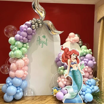 130pcs Disney Princesa Pequena Sereia Ariel Balão Garland Arco Kit Kids Festa de Aniversário, Decoração de chá de Bebê de Ar de Bolas de Fornecimento de