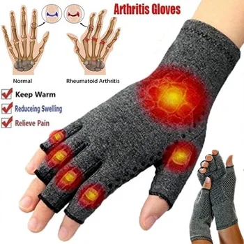 1Pair de Inverno de Compressão de Artrite Luvas de Reabilitação, Luvas sem dedos Anti Artrite Terapia Luvas de Apoio de Pulso Pulseira