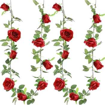 2 Pack Artificial Floral Garland Falso Rosa Vinha Pendurado Subiu para o Casamento, Flores Tabela de Central Arranjo Quarto do Chuveiro do Bebê
