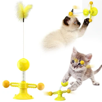 2020 Engraçado Gato De Brinquedo Mesa Giratória Engraçado Gato Vara De Estimação Moinho De Vento Interativo Portátil Brinquedo Quebra-Cabeça Formação Suprimentos Para Animais De Estimação Gato De Estimação Bola De Brinquedo