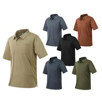 2023 Homens de Verão da Polo Wear em Camisas do Golfe camisa de Manga Curta T-shirt Respirável Táticas de Futebol Casuais de Negócios Camisas Bolso Lateral