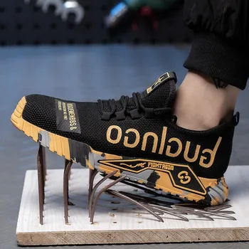 2023 Homens Novos Sapatos de Segurança do Trabalho Tênis de Aço Toe Sapatos de Punção-prova Moda Botas Indestrutível Calçado Proteger