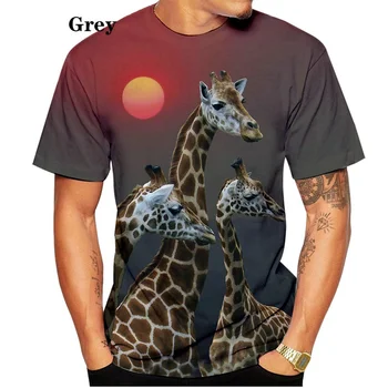 2023 Moda de Verão de Novos Homens e Mulheres Casual T-shirt de Impressão 3D de Manga Curta Girafa T-shirt