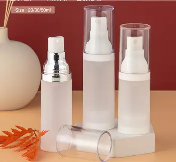30ml fosco airless garrafa bomba de prata tampa clara soro/loção/emulsão líquido fundação de recuperação do complexo de cosméticos embalagem