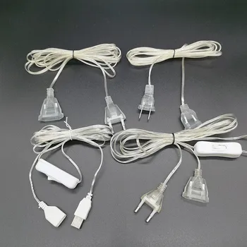 3m Plug Extender Fio Cabo de Extensão USB/UE/EUA Plug para o DIODO emissor de Seqüência de Luzes Decoração de Casamento Led Garland DIY Luzes de Natal