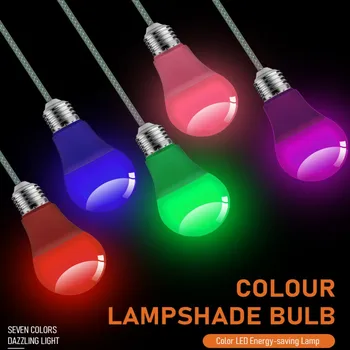 5Pcs/Pack Colorido A60 Bulbo E27 B22 da Base de dados de Lâmpadas LED 2W Lampada 110V 220V Vermelho Verde Azul cor-de-Rosa Lanterna Led Decorativa da Casa de Lâmpadas