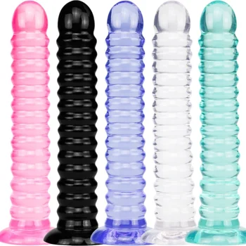 6 Estilo Jelly Anal com Vibrador, Com ventosa Enormes Vibradores, Brinquedos do Sexo para a Mulher os Homens Falso Pau Grande Pênis Anal Plug anal Erótica Sex Shop