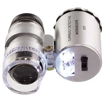 60x de Bolso Mini LED UV Joalheiros Lupa Microscópio de Vidro Jóias Lupa Drop Shipping