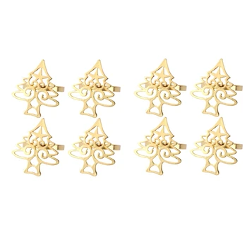 8Piece Árvore de Natal Anéis de Guardanapo Guardanapo Fivela Tabela Decorações de Natal Guardanapo Suportes Para Guardanapos de Pano ,Ouro