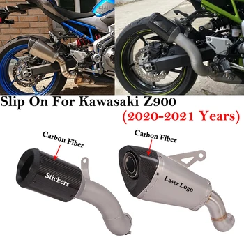 A Fibra de carbono Escorregar Para a Kawasaki Z900 2020 2021 2022 Moto GP Corrida de Escape Escape Sistema de Ligação do Meio Tubo de Escape