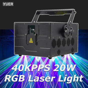Alta Potência de 20W 40Kpps RGB Luz do Laser da Animação da Cor Cheia de Luz Laser Laser Animação Llight Led Festa Padrões do Projetor do Laser