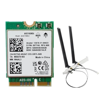 AX1690I Wifi Cartão Com 2X8DB Antena AX411 Wi-Fi gratuito 6E Velocidade De 2,4 Gbps 802.11 Ax 2.4/5/6 ghz Bluetooth 5.3 Módulo sem Fio
