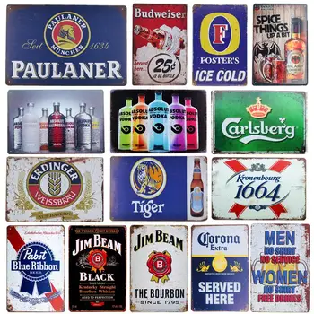 Beber Cerveja, Vinho Metal Cartaz Uísque Placa Vintage Estanho Sinal De Parede Decoração Para O Bar Pub Homem Da Caverna Placas Decorativas