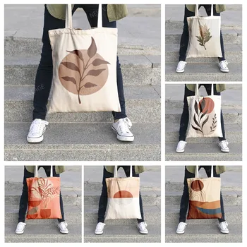 Bolsa de viagem sacolas para as mulheres Morandi linhas e flor organizador Shopper lona, saco Cosmético para a composição de Armazenamento Shopper bag