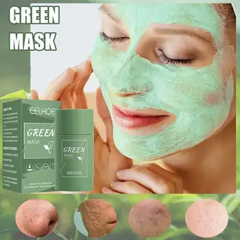 Chá verde Face de Limpeza Profunda Lama Sólido de Controle de Óleo Hidratante de Acne, Poros Cravo Encolher a Pele Facial Máscaras de Ca T0I9