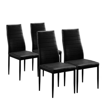 Conjunto de 4 de Jantar, Cadeiras de Couro do PLUTÔNIO Elegante Casa de Design de Mobiliário de Cozinha Preto cadeiras de jantar