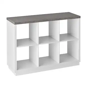 Construir o Seu Próprio Mobiliário 6-Cubo Organizador, Branco, com Falso Concreto Topo