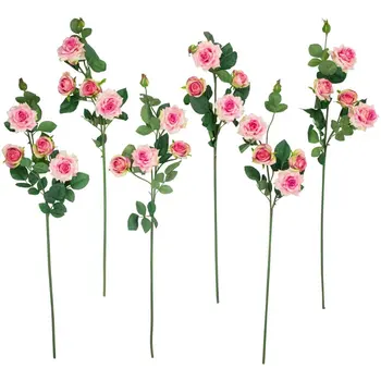 de 6 de Coral cor-de-Rosa da Vida Como Artificial Rosa Floral Sprays 35