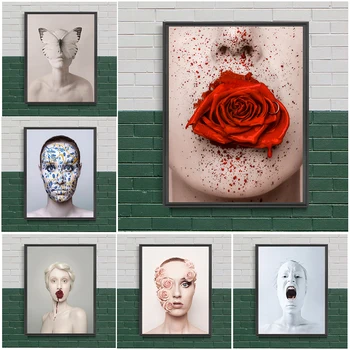 De Beleza Moderno E Rose Arte De Parede Tela De Pintura Abstrato Para As Mulheres Modernas E Decoração De Flores Pôsteres E Impressões, Com Sala De Estar