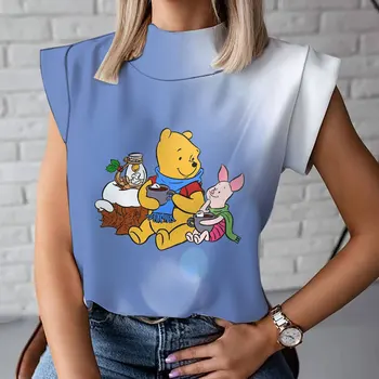 Disney mulheres de verão super quente bonito Winnie the Pooh solta meninos e meninas colete sem mangas superior colete de esportes tendência
