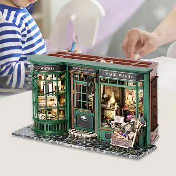 DIY em Miniatura Casa de bonecas Europeia, Decoração de Casa com Luzes de LED 3D Puzzles Pequena Casa Modelo para a Família Adultos Presente de Aniversário