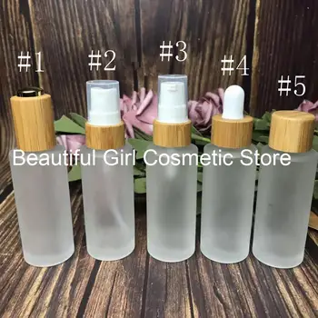 embalagens de cosméticos loção de vidro fosco frasco de 30ml de soro perfume do frasco de spray com bambu bomba preto tampa de bambu pipeta garrafa