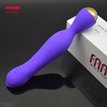 FAAK de silicone varinha vibrador poderoso do usb de recarga de dupla cabeça de vibração do plug anal clítoris masturbar massagem de próstata anal com vibrador