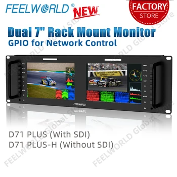 FEELWORLD D71 Dual de 7 Polegadas 3RU SDI HDMI Montagem em Rack Monitor IPS Full HD de 1920 x 1200 com forma de Onda da LUT