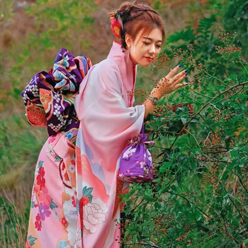 Gueixa Veste Quimono Japonês Vintage Tradicional Vestido De Noite Das Mulheres Yukata Com Obi Palco Clássico Traje De Desempenho
