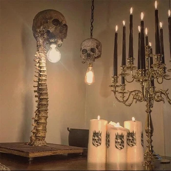Halloween Crânio de Esqueleto Lâmpada de Terror em 3D Estátua Nova Tabela de Luz Criativa Festa Enfeite Prop Casa de Decoração do Quarto Assustador Luz
