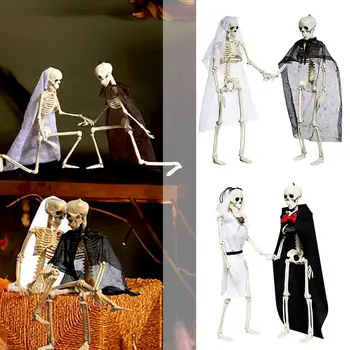Halloween Móveis Esqueleto Falso Humanos Ossos do Crânio Halloween Brinquedos Barra de Decorações de Horror Enfeite de Festa em Casa mal-Assombrada Casa P E0K7