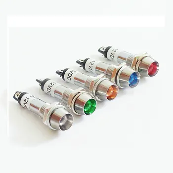 LED de 8mm de Metal, luzes Indicadoras de lâmpada impermeável do Sinal sem fio e luz de LED de Sinal Convexo lâmpada XD8-1 5 cores 12V 24V 220V
