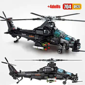 Militares da Série Z-10 Helicóptero de Ataque Blocos de Construção Gunship Modelo de MOC aeronave Brinquedos Tijolos Para Presentes de Natal Para Crianças