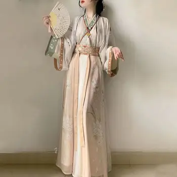 Mulheres Chinês Tradicional Estilo De Vestidos De Fadas Bordado Floral Hanfu Elegante Saia De Desempenho Da Fase Traje