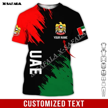 Nome emirados Árabes Unidos 3D Full Print Homens Unisex T-Shirt Tops, Camisetas de Manga Curta Casual O Pescoço Leite de Fibra de Baby-Pele-Sentimento