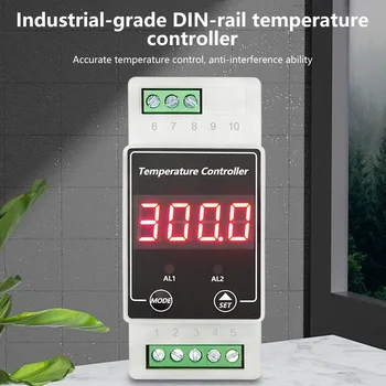 O dc8-24V AC100-240V Trilho Din Termostato Trilho de Guia Thermoregulator Digital Controlador de Temperatura de Refrigeração com Sensor de