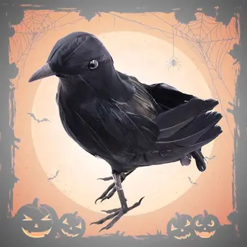 Preto Artificial Longo Legd Corvos Casa Assombrada Decoração De Halloween Ornamento De Penas Raven Cosplay Adereços Artesanais Modelo