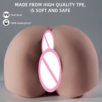 Real Bunda Grande 3D Silicone Masturbador Masculino Strapon Buceta Vagina Artificial, Anal Apertado Adultos Pênis Duplo Canais de Brinquedo do Sexo Para Homens