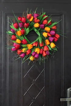 Requinte Artificial Tulip Garland Decorações De Festa De Festa De Simulação De Seda Janela Pingente De Coroa De Flores, Decoração Da Casa De Suprimentos
