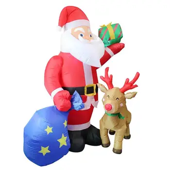 Santa Inflatables Decorações ao ar livre 183 cm / 6 Inflável Papai Noel Com o Transporte de Saco de Presente Luminosa Decorações de Natal