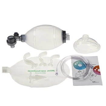 Silicone Ressuscitador Manual Reutilizáveis Classe Médica Com O Oxigênio Bag Duplo Tubo De Oxigênio Máscara Facial Ressuscitador Manual 100% Látex