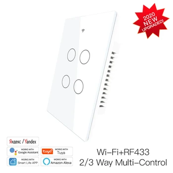Smart Switch Tuya NOS 4 Gangue de Casa Inteligente Família Associação Controle de Voz wi-Fi Interruptor de Controle Remoto com Alexa Inicial do Google