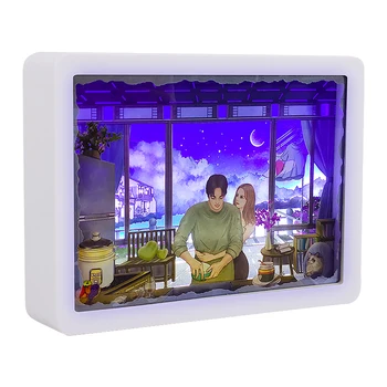 Sombra Moldura de Caixa de Diodo emissor de Arte sob encomenda do Quadro de Fotos do Festão de Carga Usb Lâmpada de Mesa Diy de Papel Craft 3D de Decoração de Casamento de dia dos Namorados Presente
