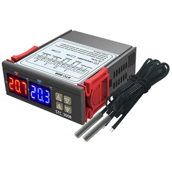 STC-3008 dual display duplo de temperatura computador display digital inteligente termostato regulável interruptor de