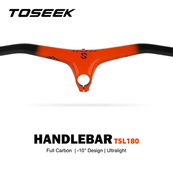 TOSEEK MTB Guidão Completo de Fibra de Carbono Bicicleta Integrada ao Plano Bares E Tronco -10 Graus de Bifurcação de 28.6 mm(1-1/8