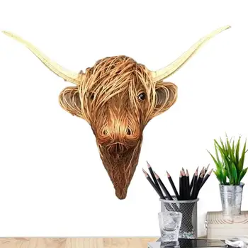Vaca Decoração Para O Quarto Highland Vaca Resina Arte De Parede De Animais Realistas Arte De Parede Para Sala De Estar, Casa De Banho Fazenda Vaca Cabeça