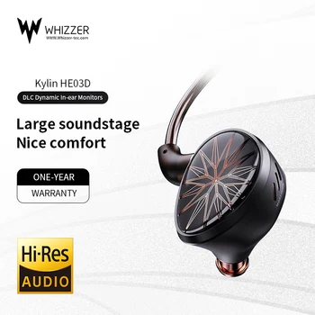 Whizzer Kylin HE03D Aparelhagem hi-fi Fones de ouvido DLC Dinâmica da Em-Orelha Fones de ouvido com Fio de alta resolução de Áudio com Som de Baixo, Vocal/alto-Falante/Equalização