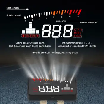 X5 OBD2 Head-Up Display Velocímetro do pára-brisa Projetor RPM de Velocidade Alarme de Carro UE OBD apresentação HUD Auto Acessórios Eletrônicos